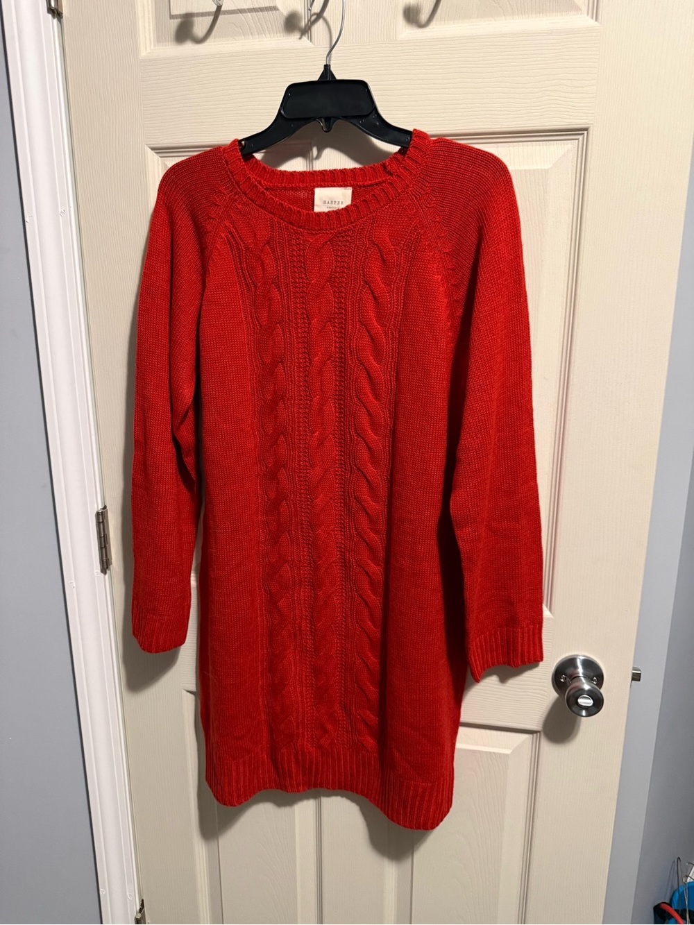 Francesca's Collections Red Cable-Knit Scoop Neck Sweater dress large
